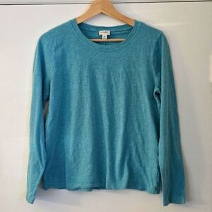 J. Crew 100% Cotton Aqua Blue Long Sleeve T-shirt Size Medium